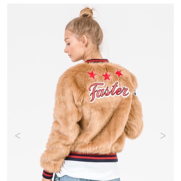 RARE! Sold out NWT MOTHER DENIM Letterman Patch Faux Fur COAT - Picture 5 of 5